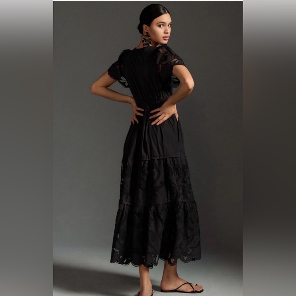 Anthropologie Somerset Maxi Cutwork Edition Black Sz: XXS NWT - Picture 4 of 9